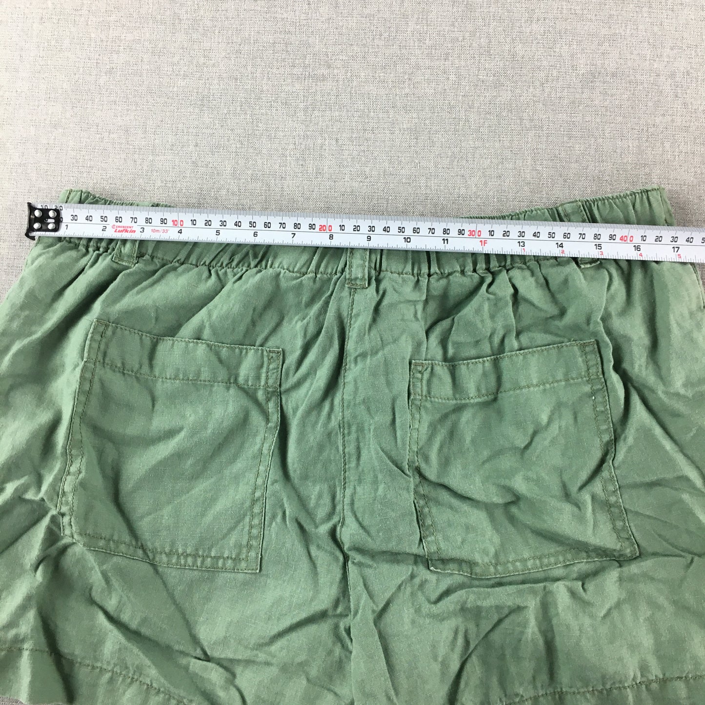 Country Road Womens Linen Shorts Size 12 Green Pockets