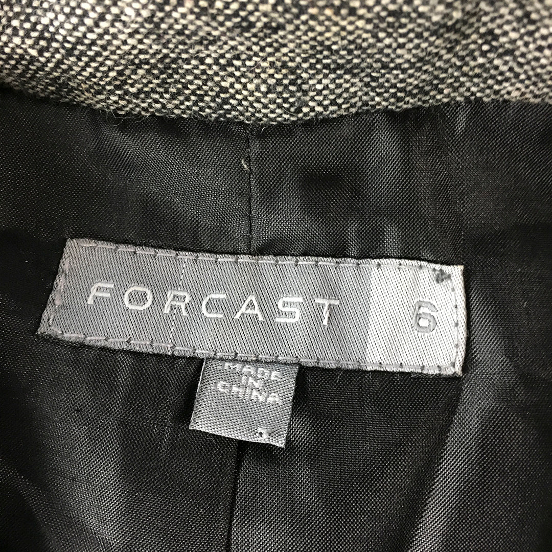 Forcast Womens Wool Blazer Jacket Size 6 Grey Button Up Collared Coat