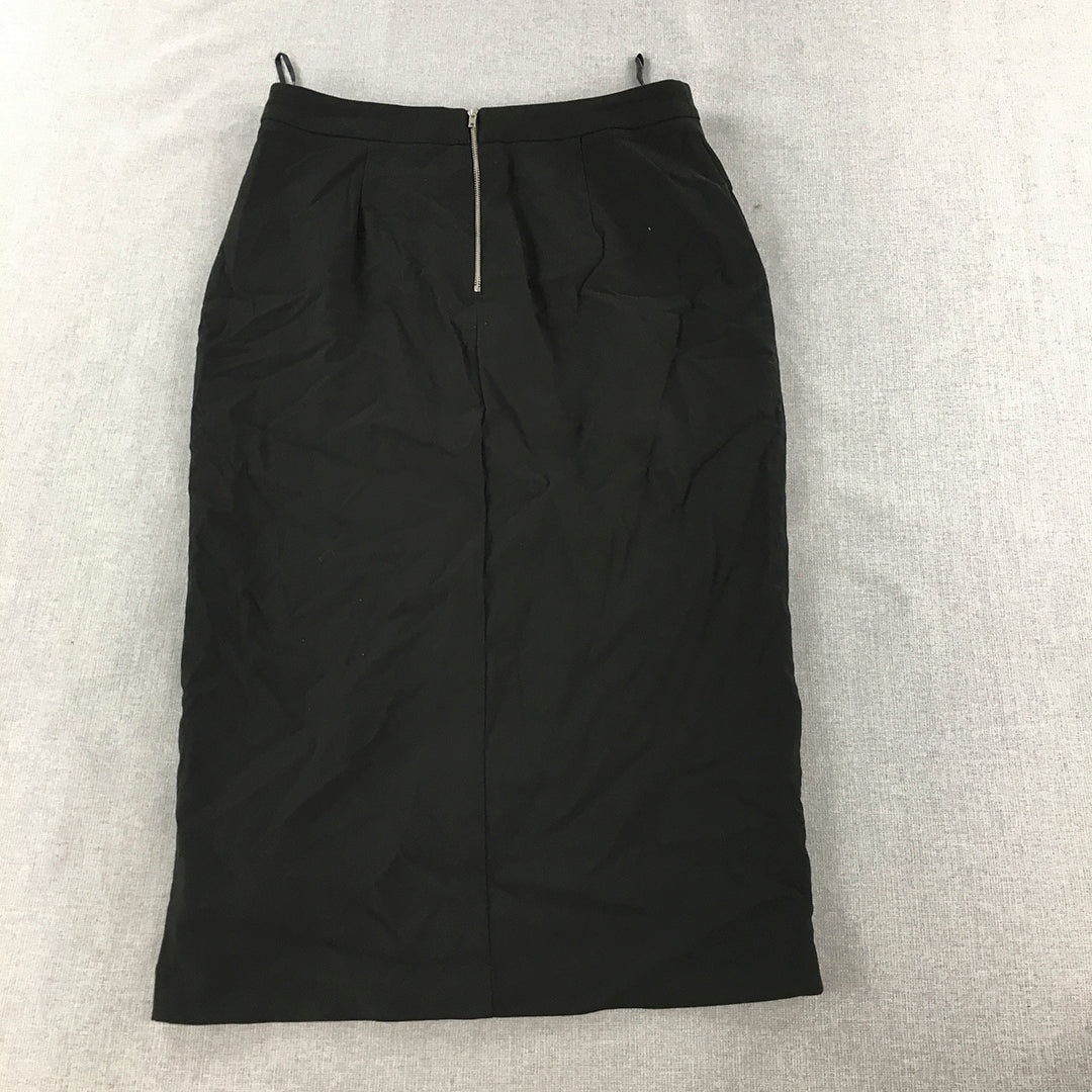 Forcast Womens Pencil Skirt Size 14 Black Rayon Zip Straight