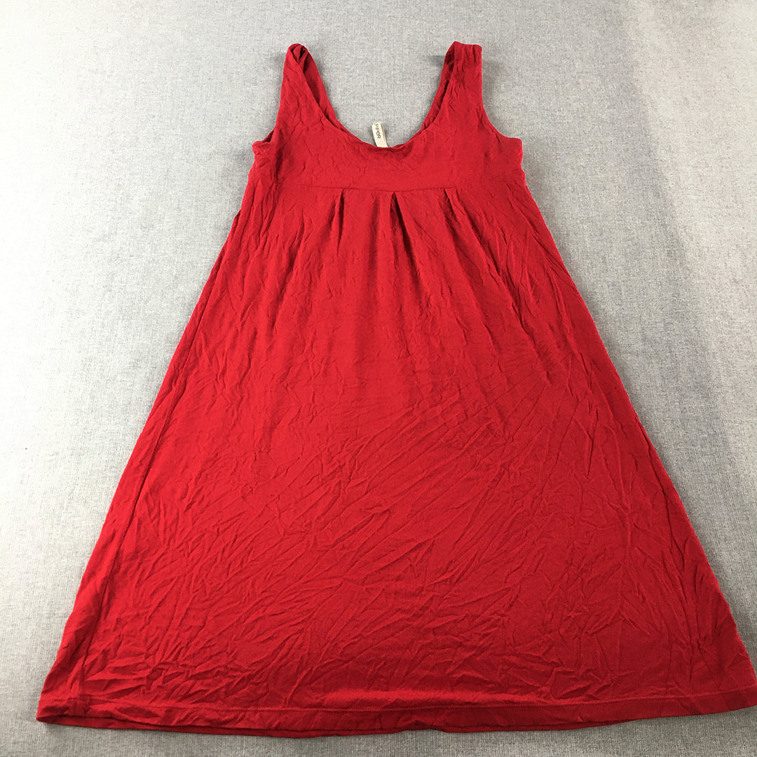 Piper Womens Mini Dress Size S Red Pleated A-Line Sleeveless Knit