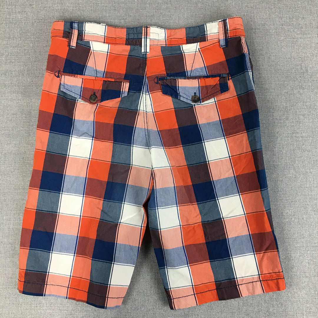 H&M Kids Boys Chino Shorts Youth Size XL (14 - 16 Years) Red Blue Checkered