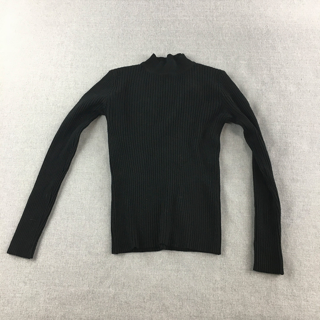 Intruder Womens Knit Sweater Size S/M Black Stretch Fabric Mock Neck Jumper