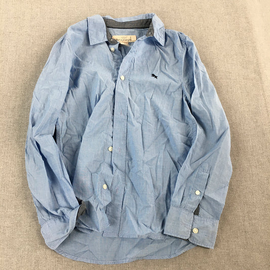 H&M Kids Boys Shirt Size 9 Years Blue Long Sleeve Collared Button-Up