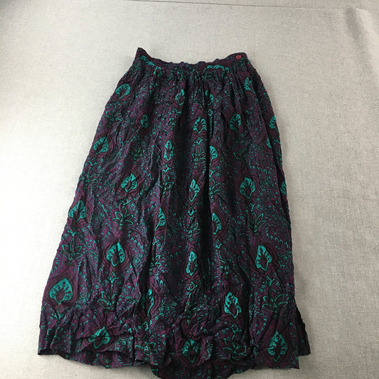 Vintage Nordstrom Town Square Womens Maxi Skirt Size 8 Purple Blue Floral