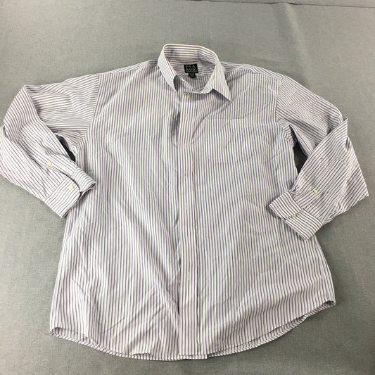 Jos. A. Bank Mens Shirt Size XL White Purple Striped Long Sleeve Button-Up