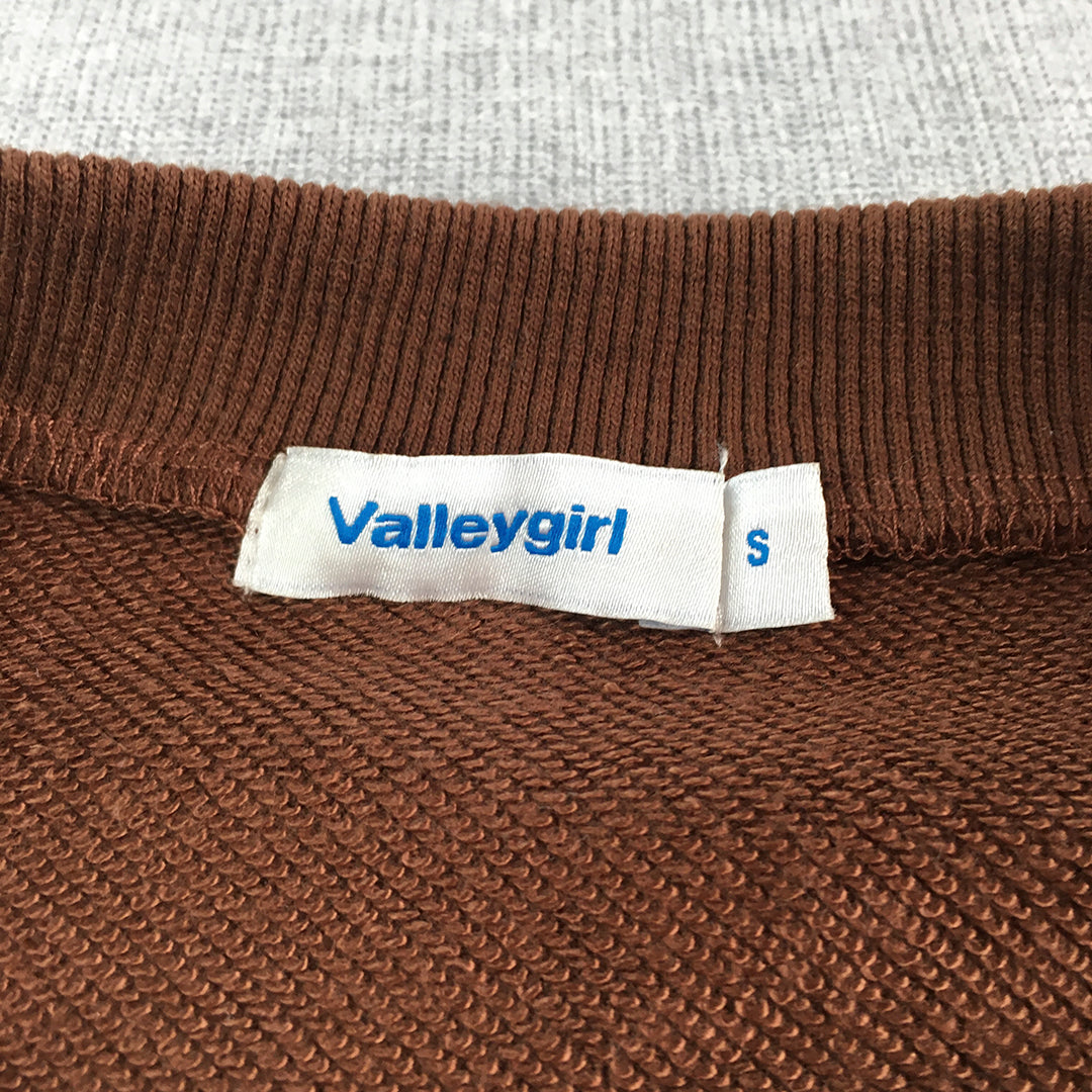 Valleygirl Womens Sweater Size S Brown New York Cropped Crew Neck Jumper