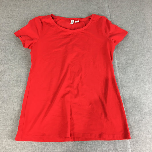 H&M Womens T-Shirt Size M Red Short Sleeve Stretch Fabric Top