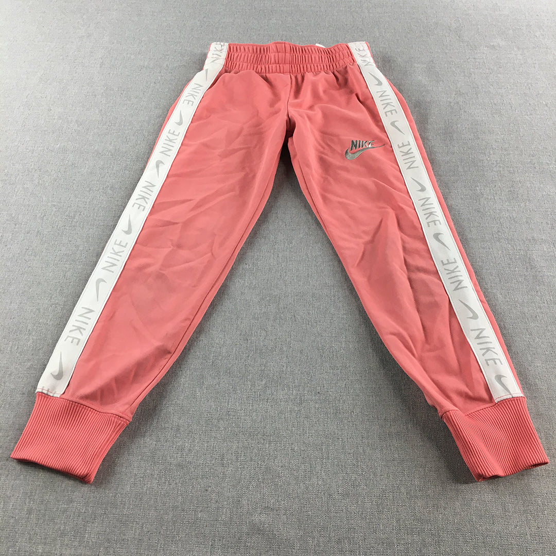 Nike Kids Girls Tracksuit Pants Youth Size XS (7 - 8 Years) Pink Logo Jogger