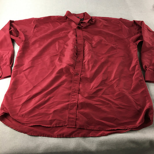 Alin Mens Shirt Size 2XL Red Long Sleeve Button-Up Collared