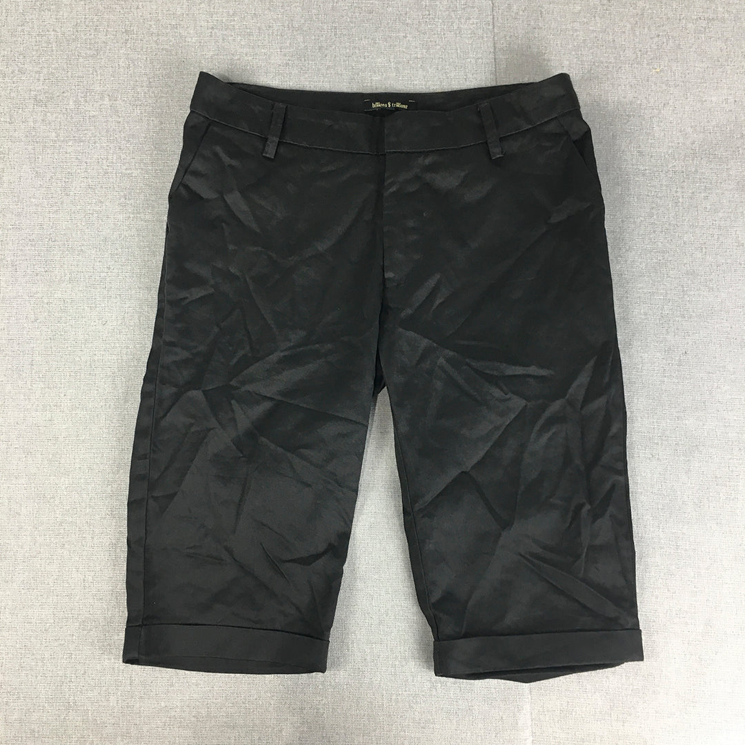 Billions & Trillions Womens Bermuda Shorts Size 8 Black Waxed