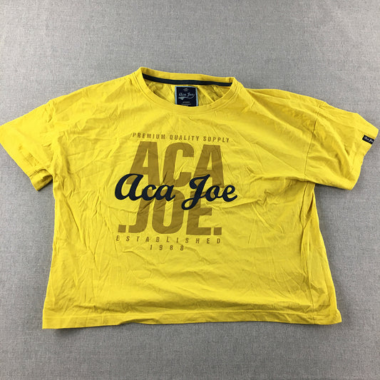 Aca Joe Womens T-Shirt Size M Yellow Short Sleeve Cropped Top