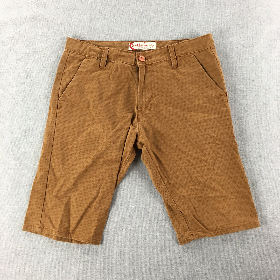 Being Human Mens Chino Shorts Size L Brown Skinny Pockets Casual Walking