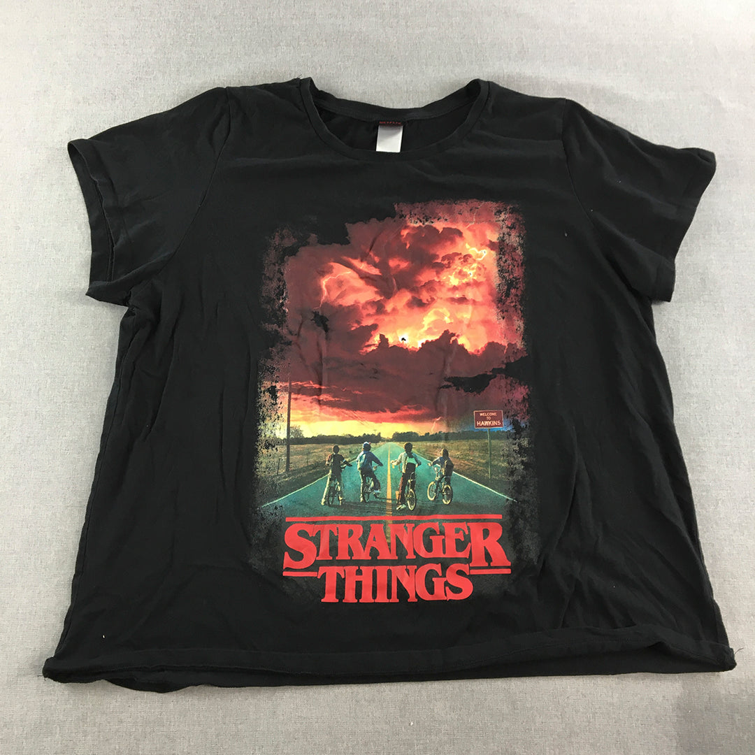 Stranger Things Womens T-Shirt Size 26 Black Netflix TV Series Top