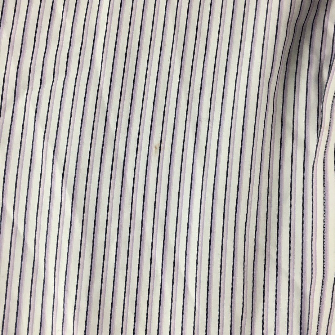 Jos. A. Bank Mens Shirt Size XL White Purple Striped Long Sleeve Button-Up