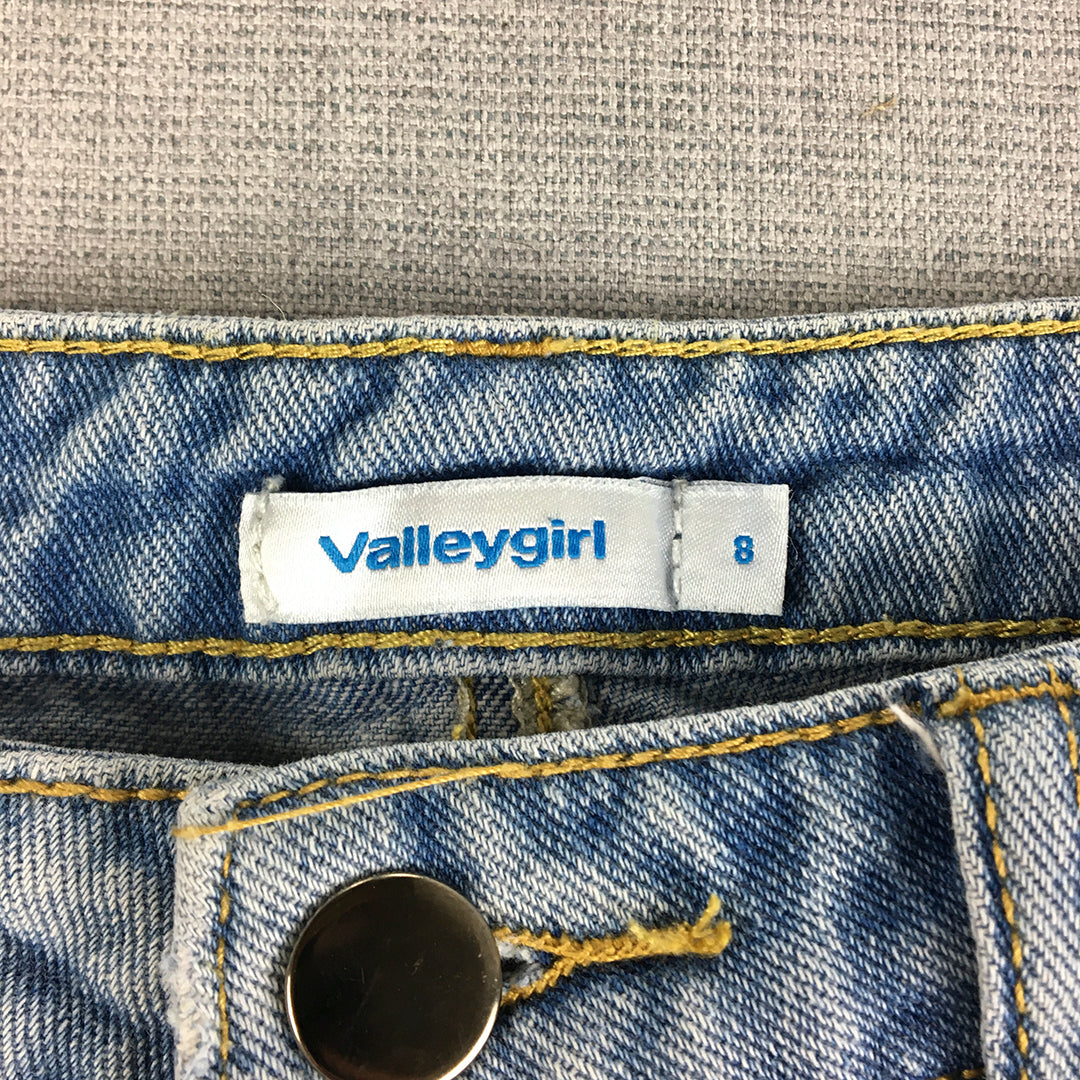 Valleygirl Womens Jeans Size 8 Blue Light Wash Ripped Distressed Raw Hem