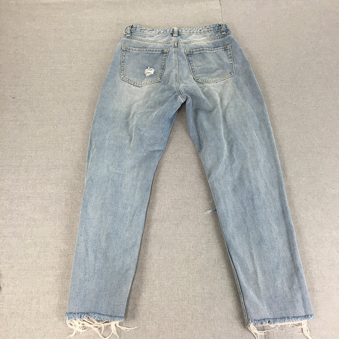 Valleygirl Womens Jeans Size 8 Blue Light Wash Ripped Distressed Raw Hem