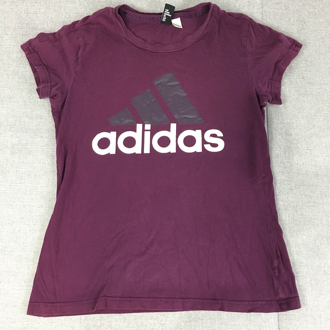 Adidas Womens T-Shirt Size S Purple Big Logo Short Sleeve Top