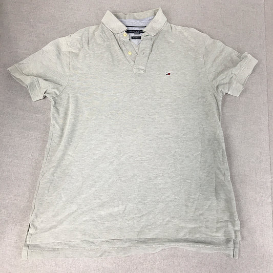 Tommy Hilfiger Mens Polo Shirt Size M Classic Fit Grey Logo Collared Rugby