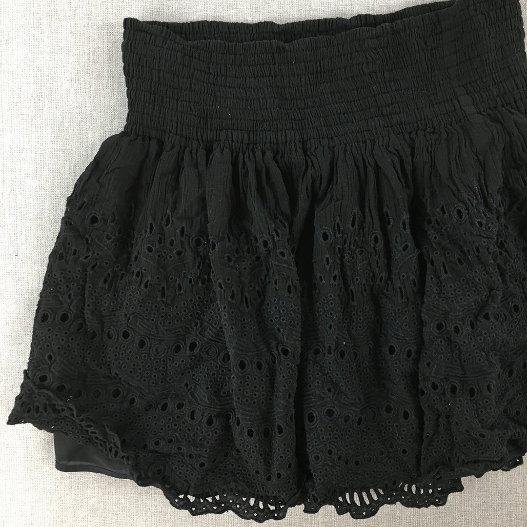 Enchantment Womens Mini Skirt Size 38 (S) Black Floral Lace Japanese Designer