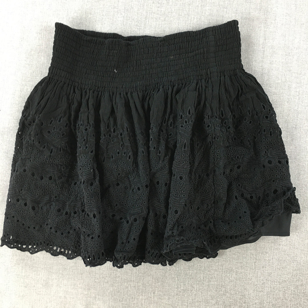 Enchantment Womens Mini Skirt Size 38 (S) Black Floral Lace Japanese Designer