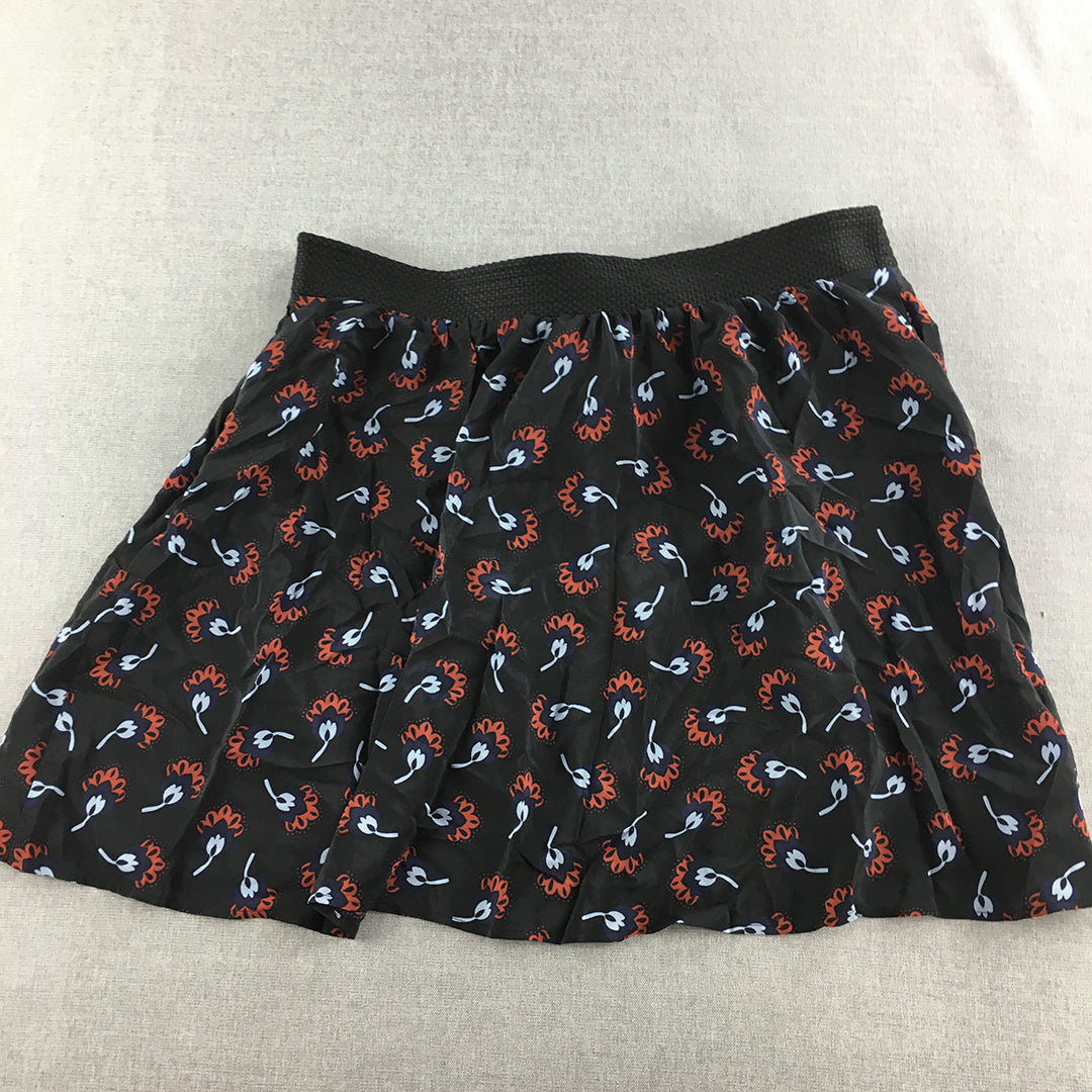 Country Road Womens Mini Skirt Size M Black Floral A-Line