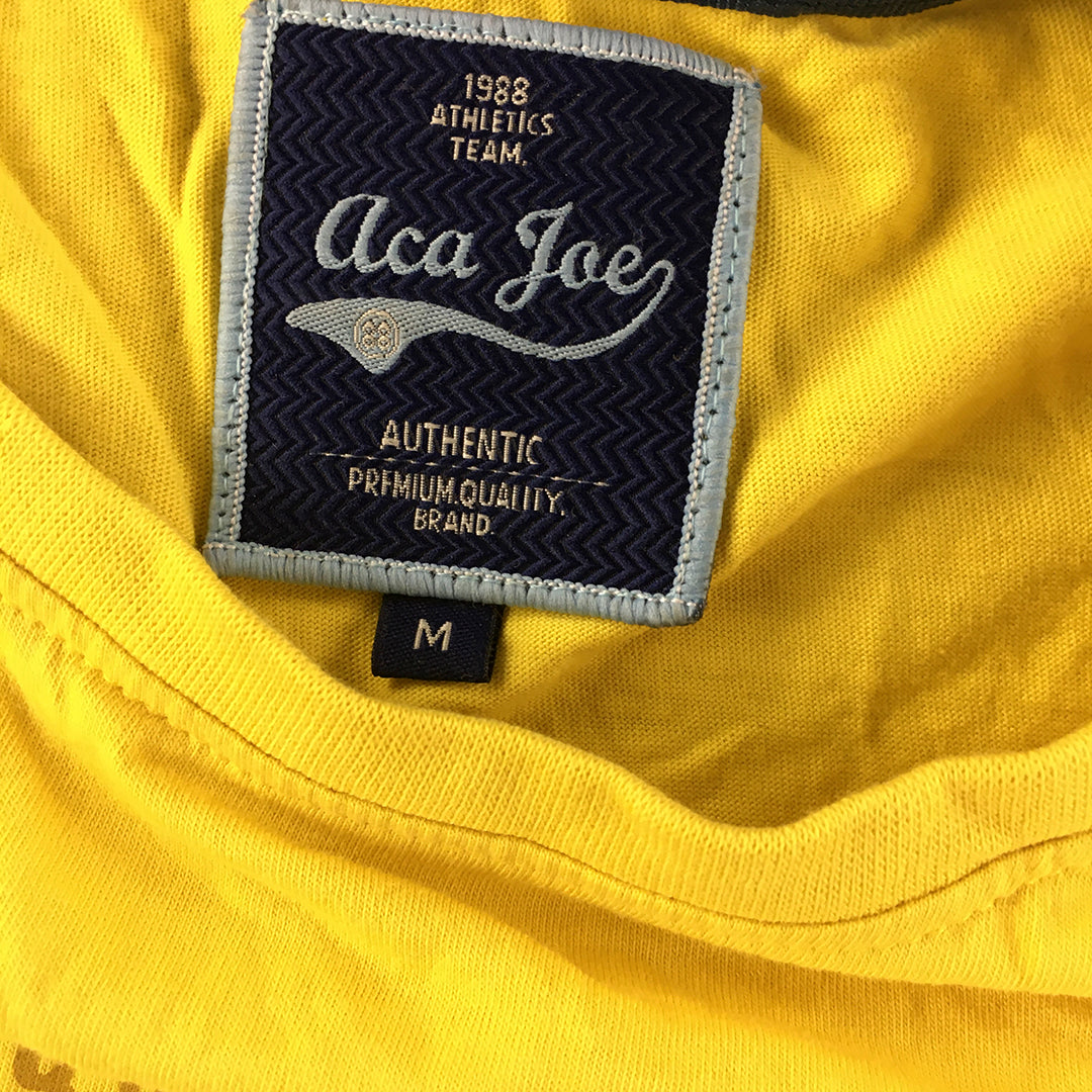 Aca Joe Womens T-Shirt Size M Yellow Short Sleeve Cropped Top