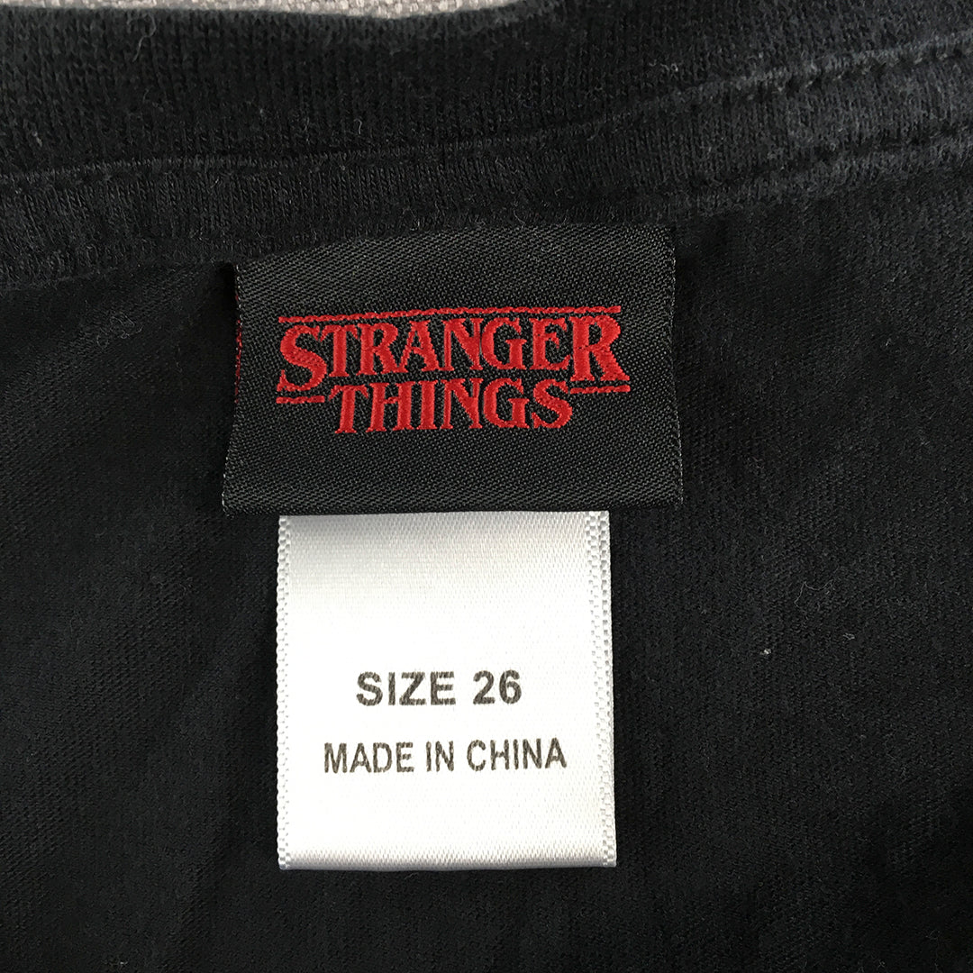 Stranger Things Womens T-Shirt Size 26 Black Netflix TV Series Top