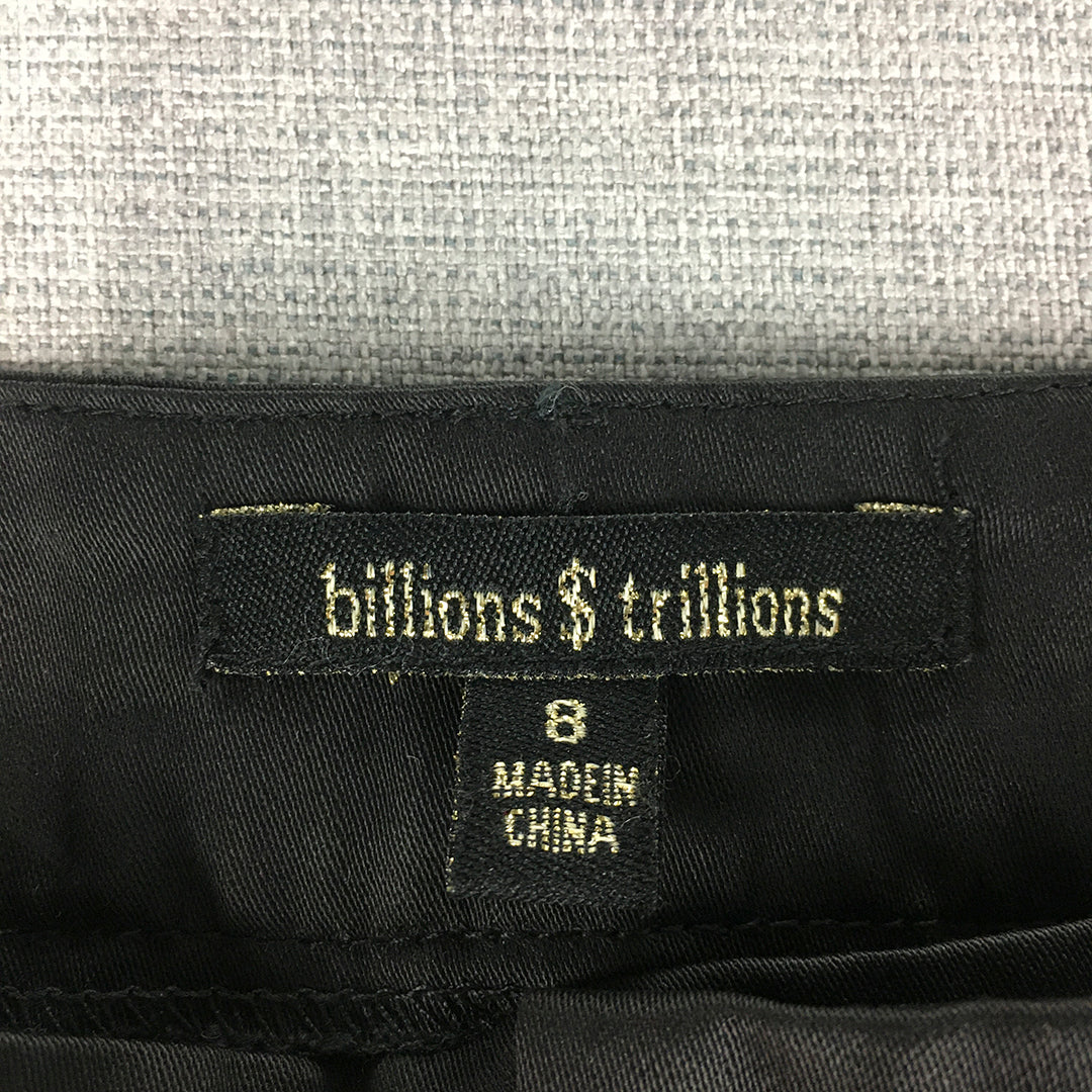 Billions & Trillions Womens Bermuda Shorts Size 8 Black Waxed