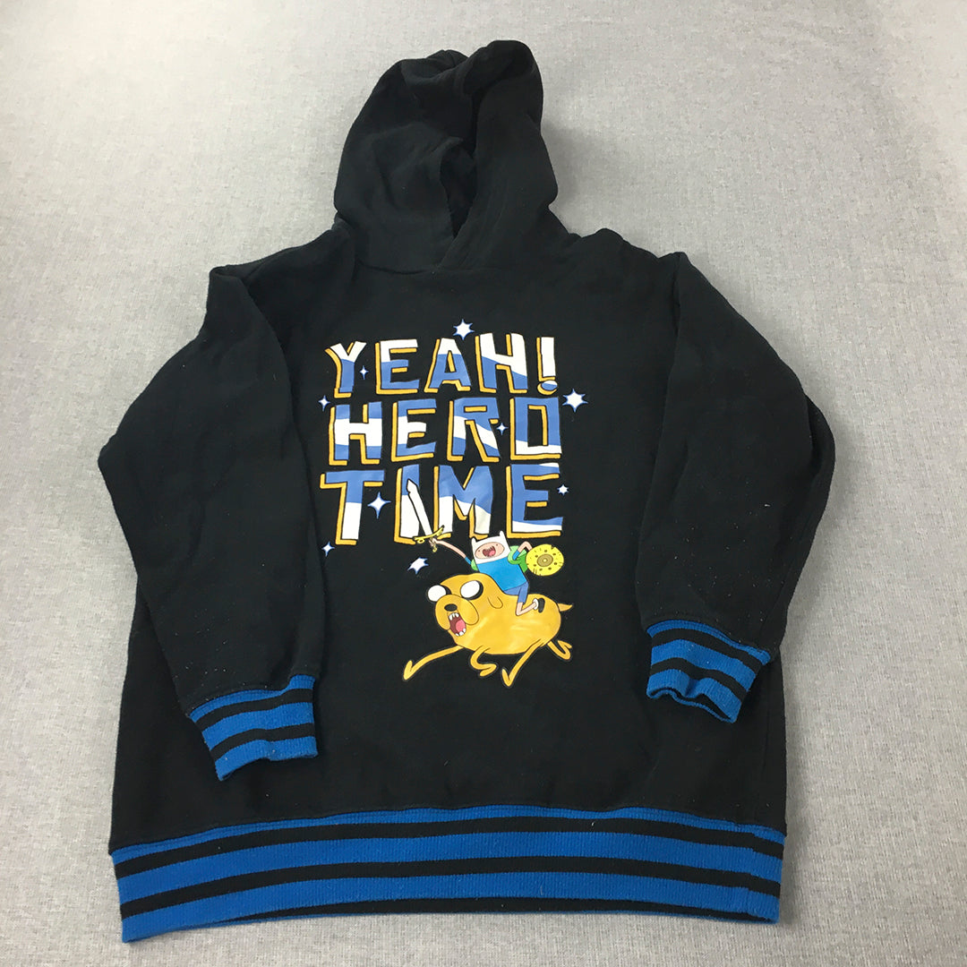 Adventure Time Kids Boys Hoodie Sweater Size 12 Black Jake Finn Pullover Jumper