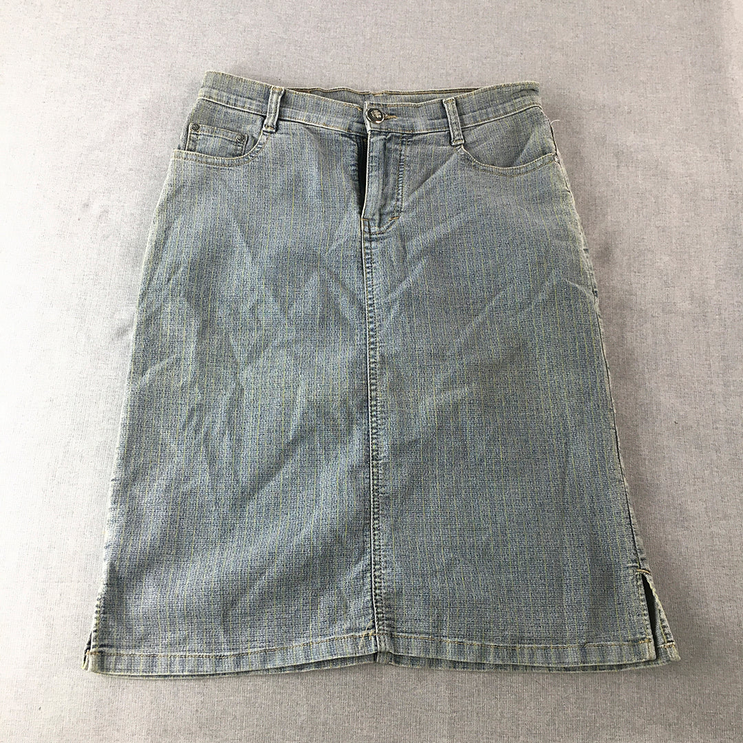 Roots Canada Womens Denim Skirt Size 28 Blue Midi Straight