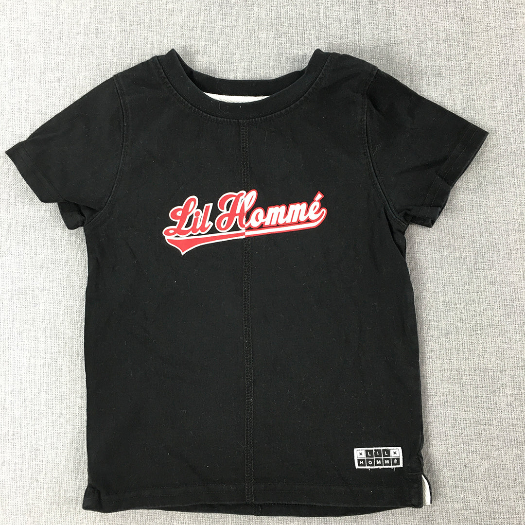 Lil Homme Kids Boys T-Shirt Size 1 - 2 Years Baby Toddler Black Logo Top