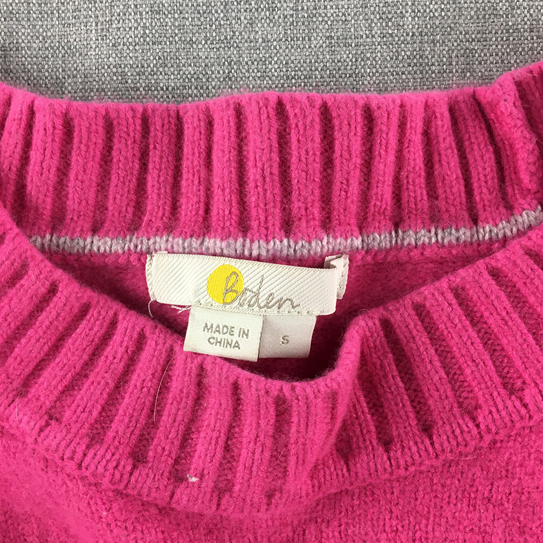 Boden Womens Wool Sweater Size S Pink Crew Neck Knit Pullover Jumper