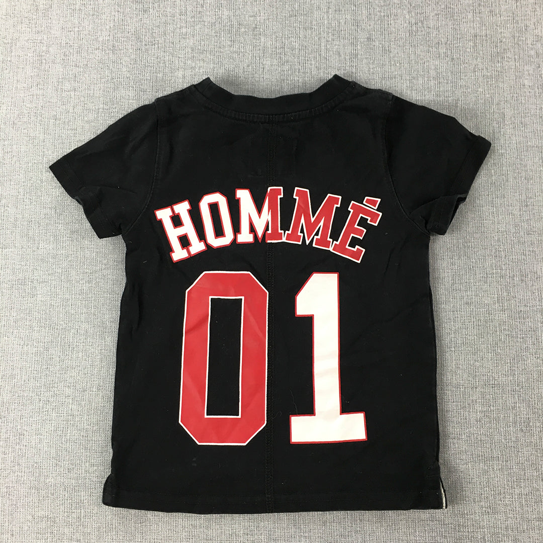 Lil Homme Kids Boys T-Shirt Size 1 - 2 Years Baby Toddler Black Logo Top