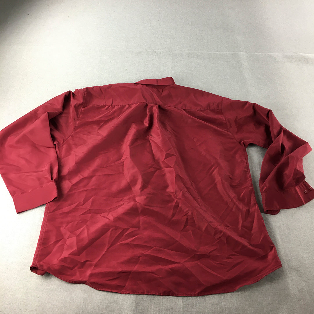 Alin Mens Shirt Size 2XL Red Long Sleeve Button-Up Collared