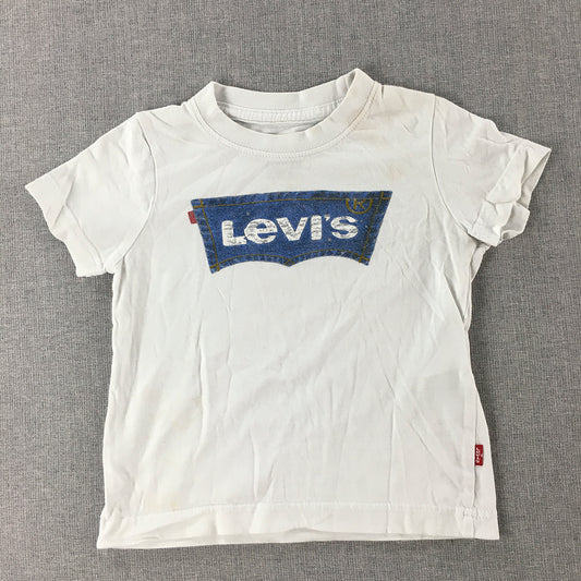 Levi's Kids Boys T-Shirt Size 2 Toddler White Logo Short Sleeve Crew Neck Top