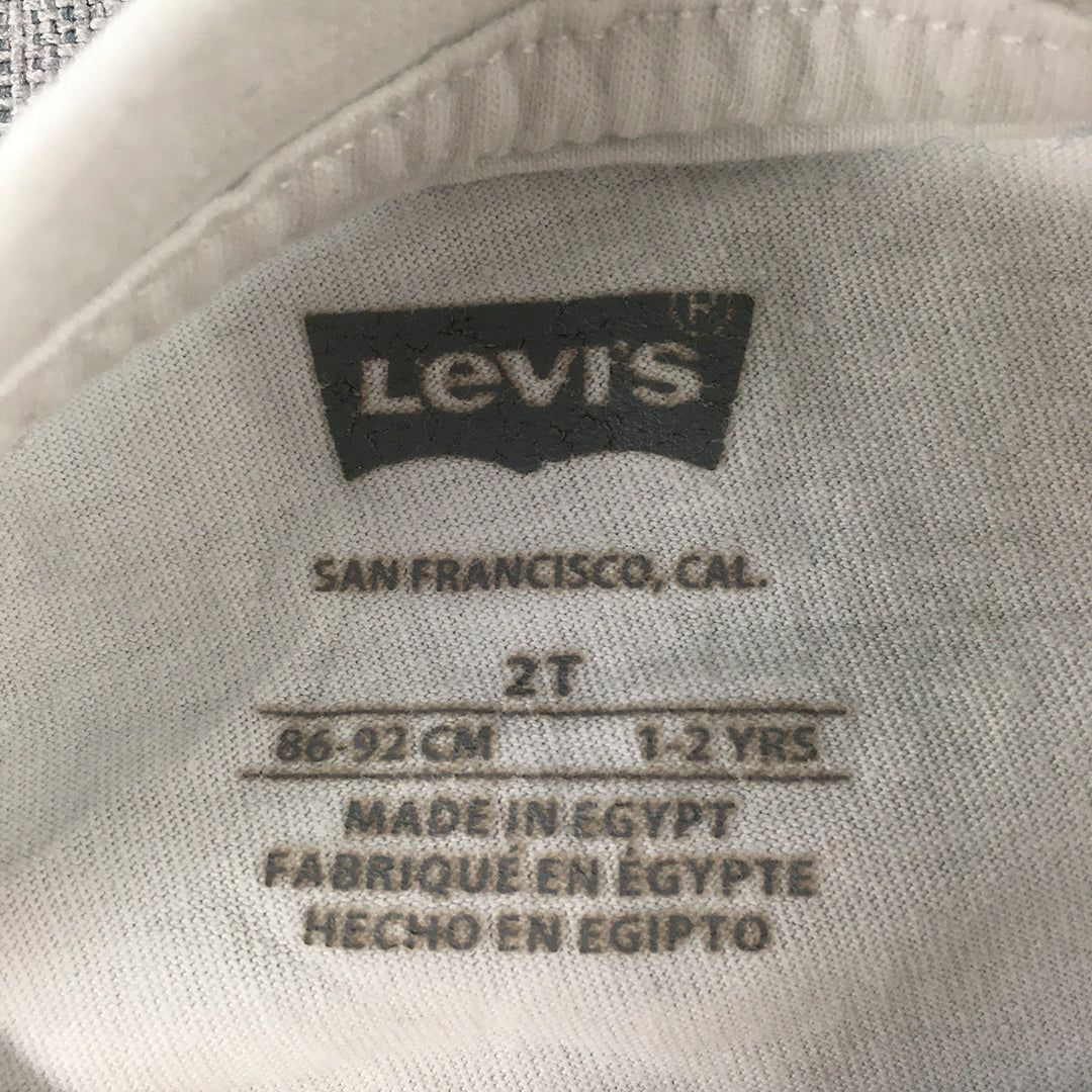 Levi's Kids Boys T-Shirt Size 2 Toddler White Logo Short Sleeve Crew Neck Top