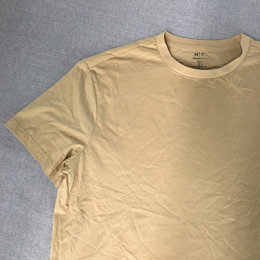 H&M Mens T-Shirt Size L Yellow Short Sleeve Crew Neck Tee