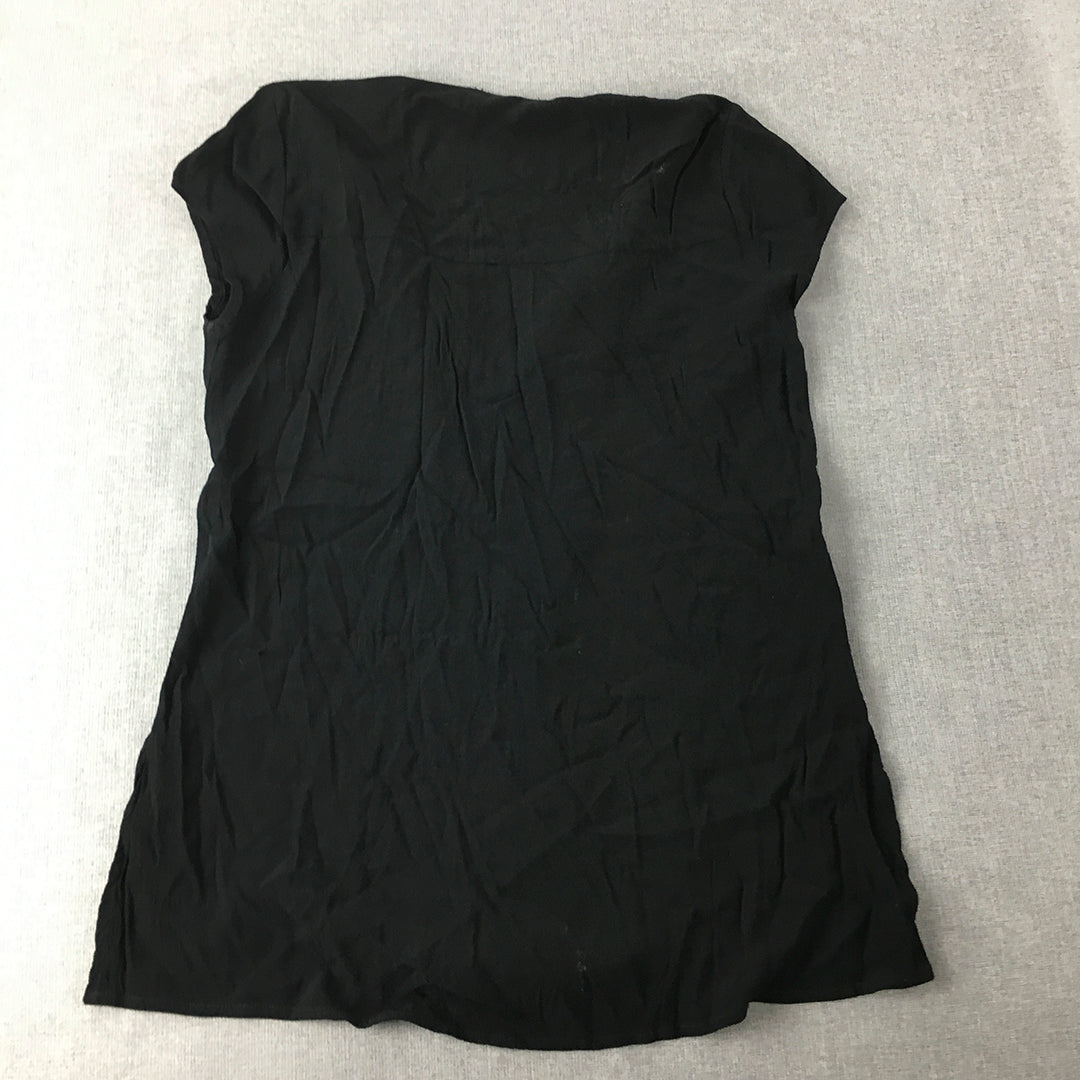 Diana Ferrari Womens T-Shirt Size 10 Black Short Sleeve Top