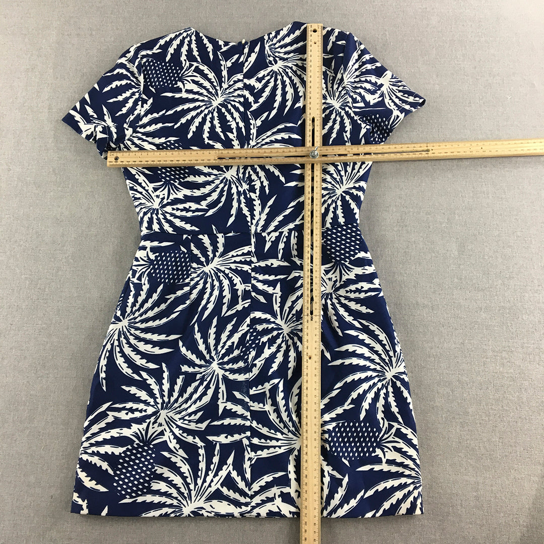 Beginning Boutique Womens Mini Dress Size S Blue Hawaiian Floral Short Sleeve