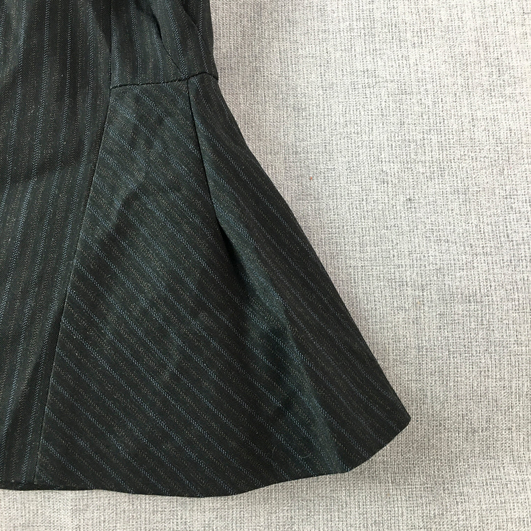 Tokito Womens Midi Skirt Size 8 Black Striped Straight