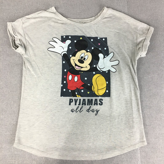 Disney Mickey Mouse Womens Pajama Top Size 6 - 8 (Small) Grey Sleepwear Shirt