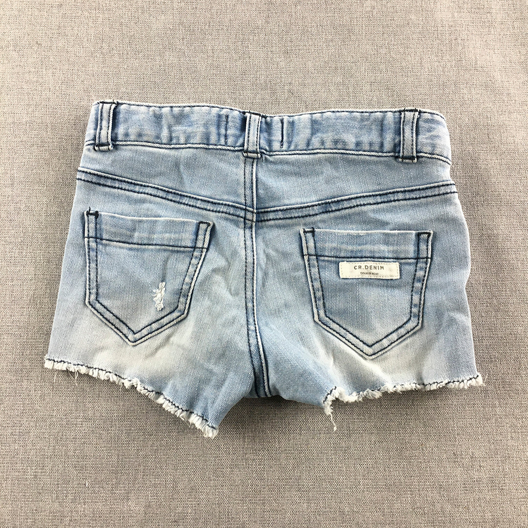 Country Road Kids Girls Denim Shorts Size 4 Blue Distressed Pockets