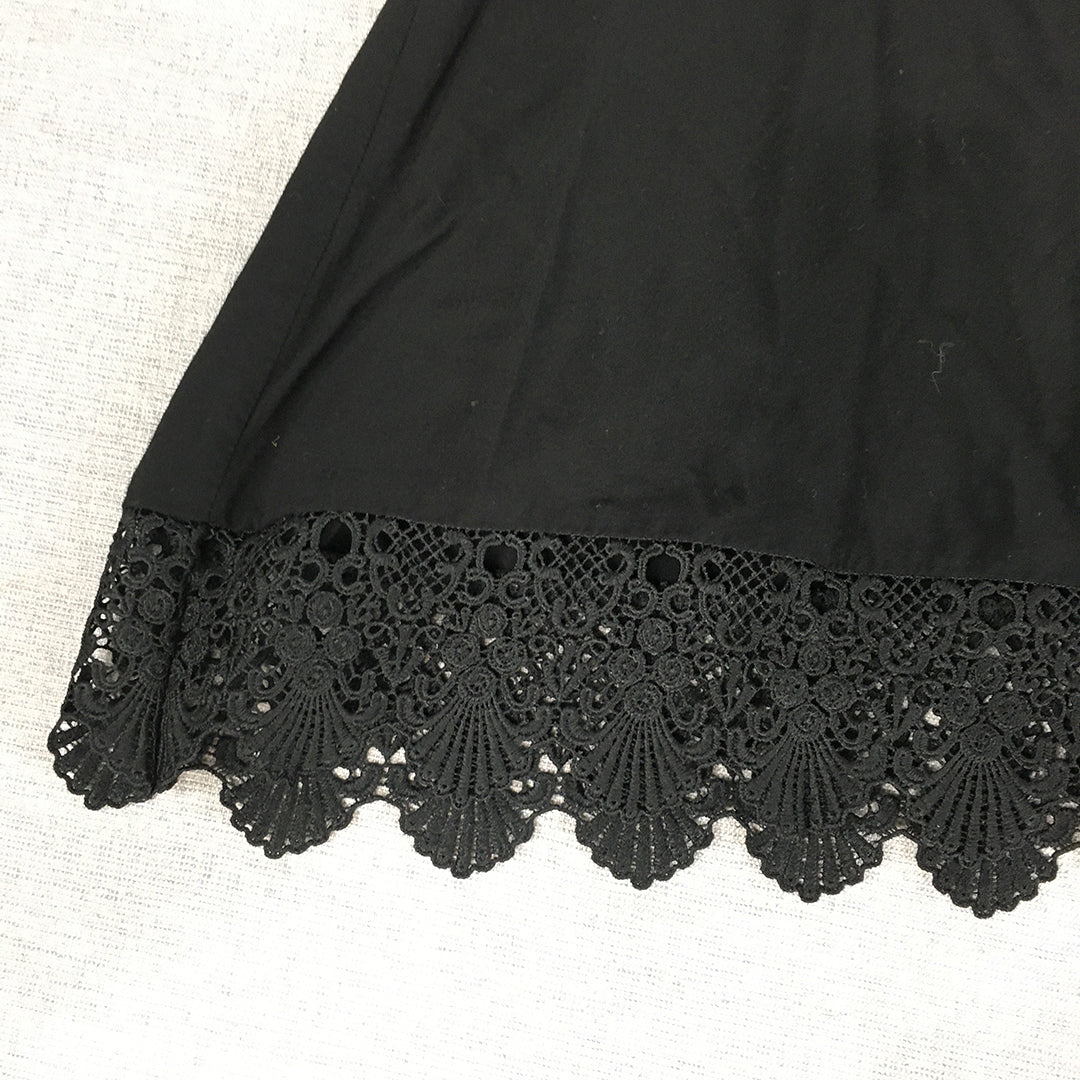 All About Eve Womens A-Line Dress Size 10 Black Midi Sleeveless Floral Lace Hem