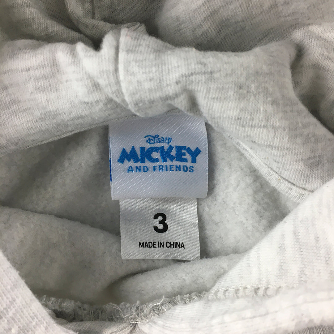 Disney Mickey And Friends Kids Girls Hoodie Size 3 Toddler Grey Jumper Sweater