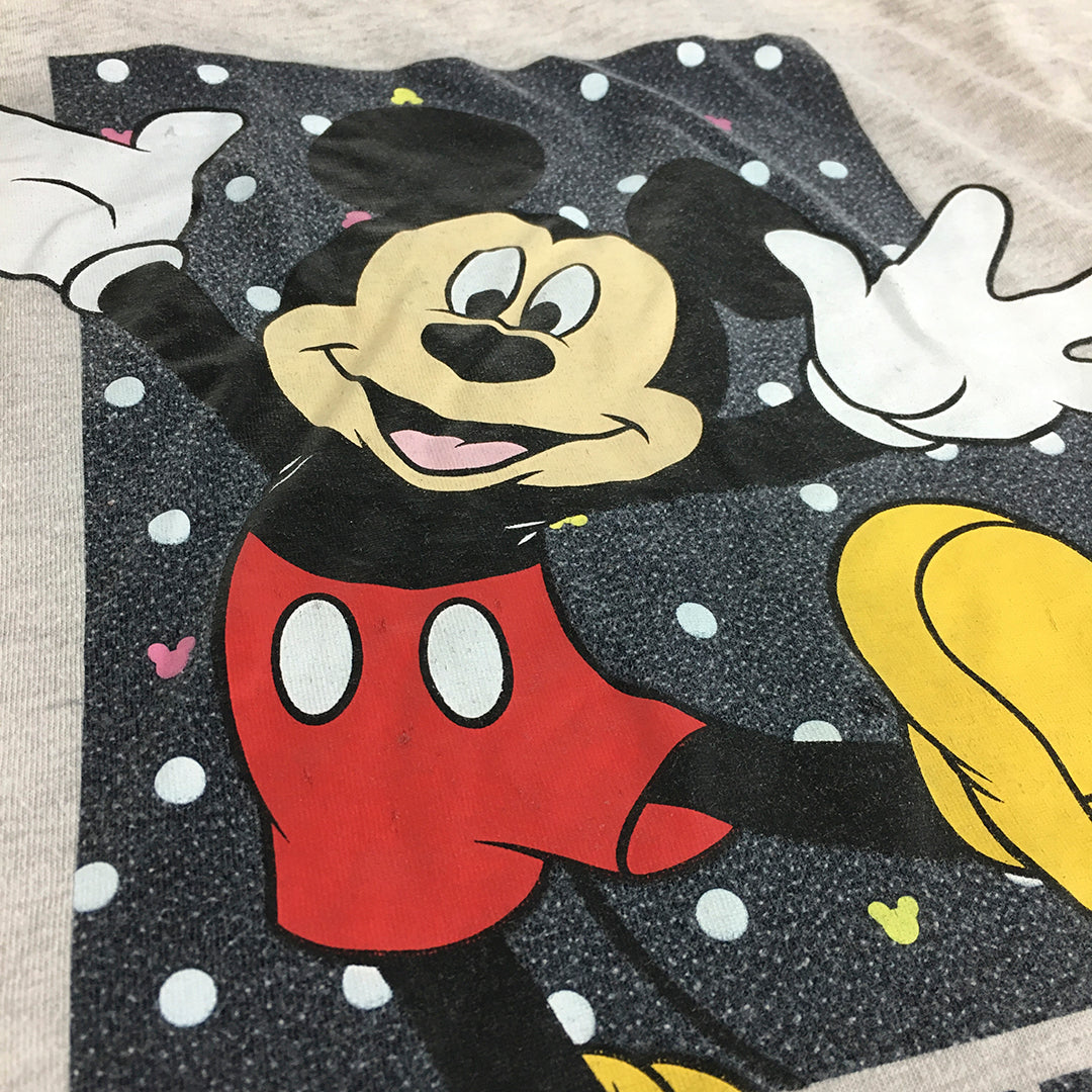 Disney Mickey Mouse Womens Pajama Top Size 6 - 8 (Small) Grey Sleepwear Shirt