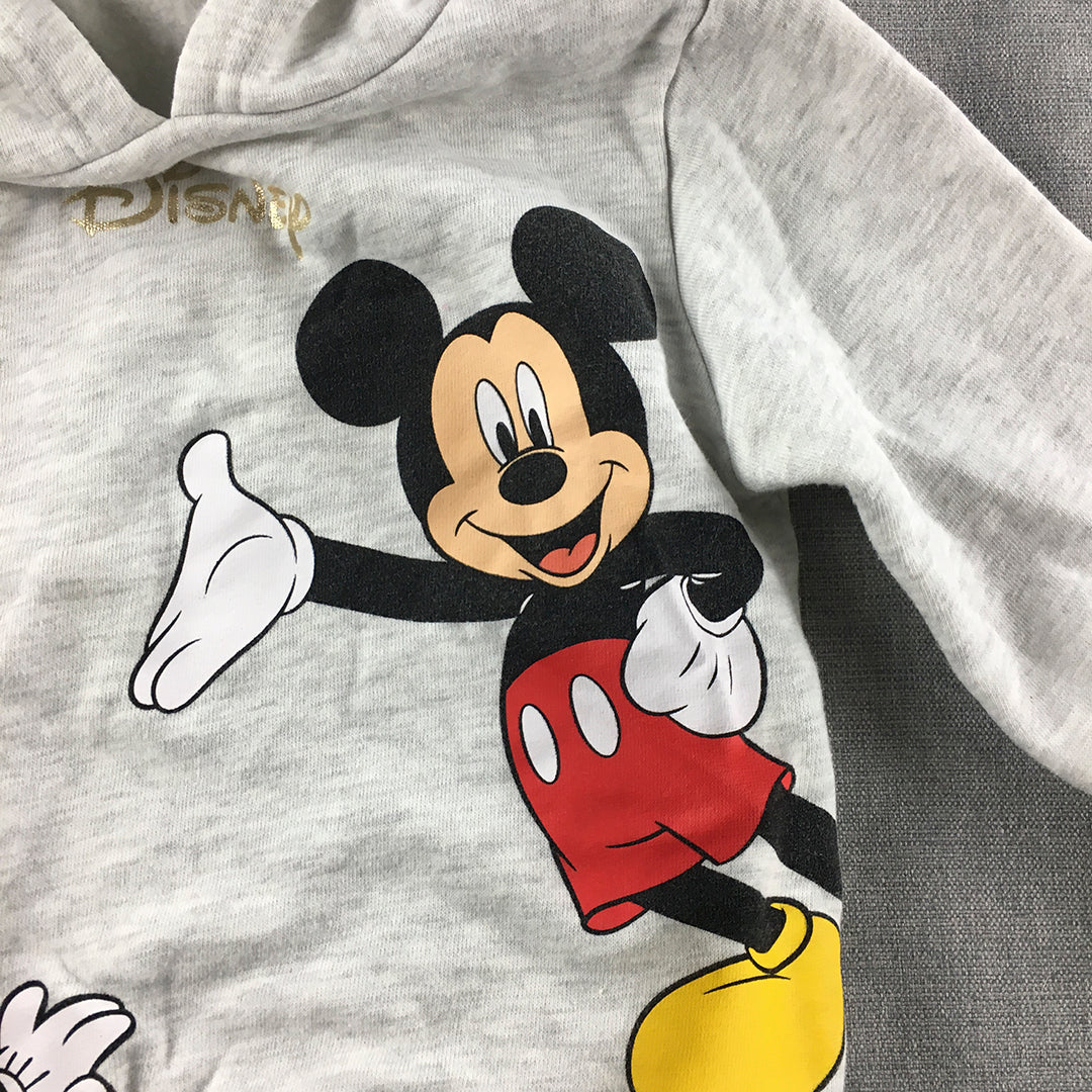 Disney Mickey And Friends Kids Girls Hoodie Size 3 Toddler Grey Jumper Sweater