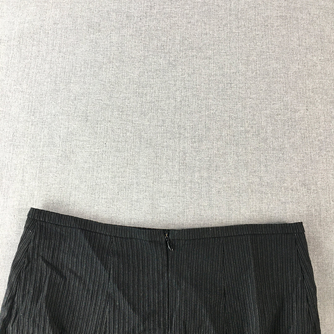 Portmans Womens Midi Skirt Size 6 Black Striped Straight