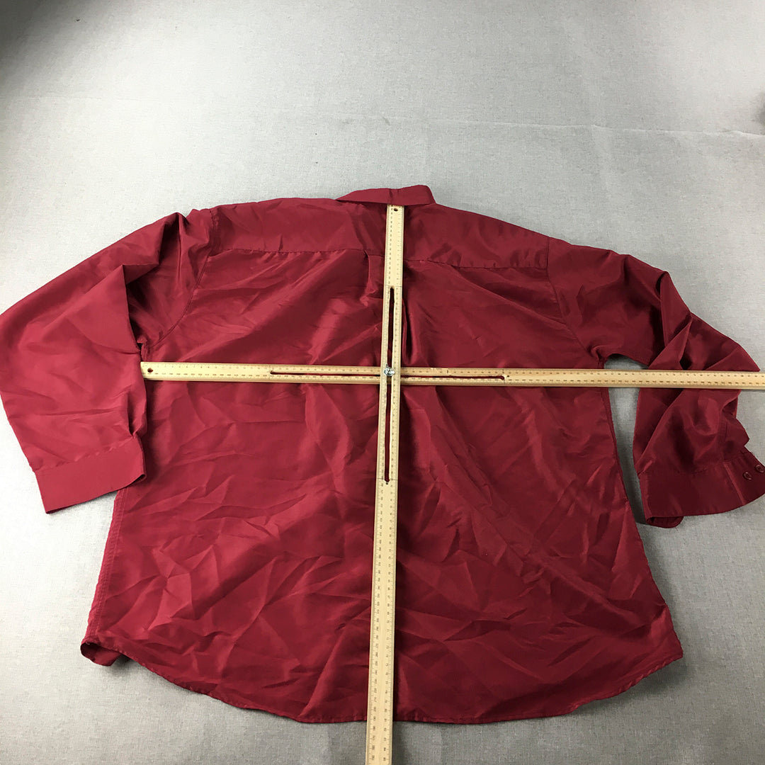 Alin Mens Shirt Size 2XL Red Long Sleeve Button-Up Collared