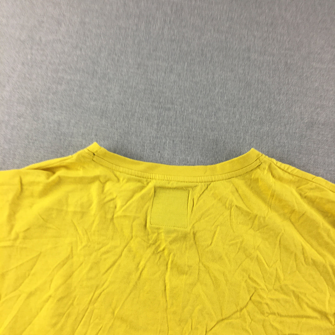 Aca Joe Womens T-Shirt Size M Yellow Short Sleeve Cropped Top