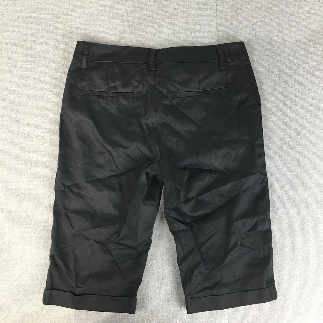 Billions & Trillions Womens Bermuda Shorts Size 8 Black Waxed